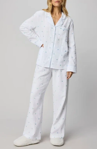 Splendid Lottie Love Cotton Gauze Pajamas In White