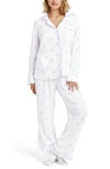 Splendid Lottie Love Cotton Gauze Pajamas In White/bleach Indigo