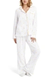 Splendid Lottie Love Cotton Gauze Pajamas In White/limoncello