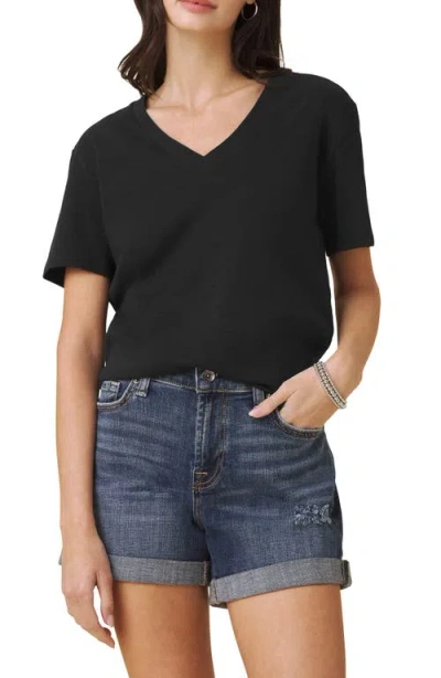 Splendid Louisa Boyfriend Fit V-neck Cotton T-shirt In Black