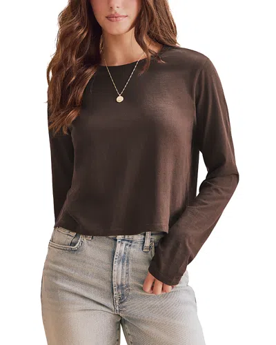 Splendid Louisa Cotton Long Sleeve Tee In Brown