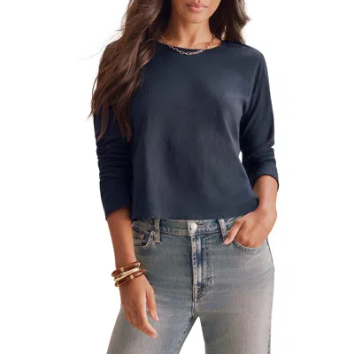 Splendid Louisa Long Sleeve Tee In Dark Navy Blue