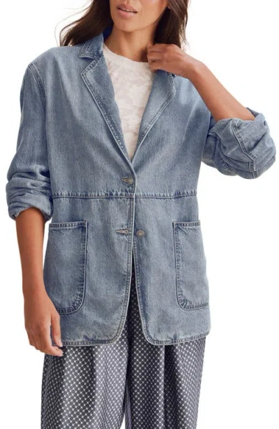 Splendid Lounge Denim Blazer In Indigo Blue