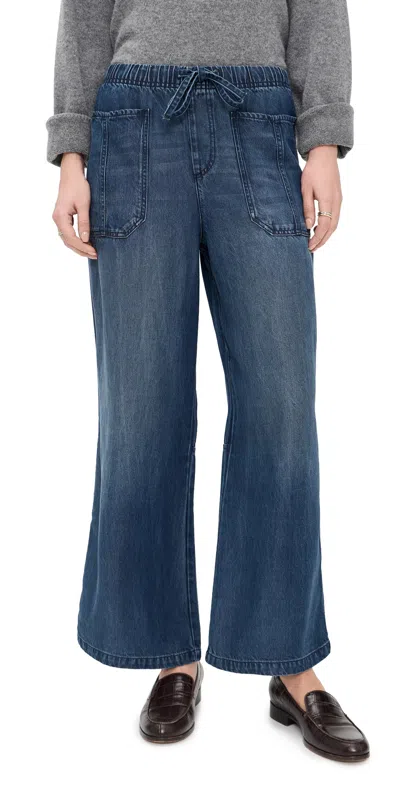 Splendid Lounge Denim Straight Pants Dark Rinse In Blue