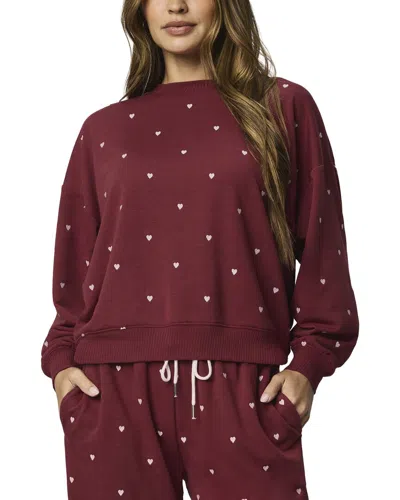 Splendid Love Lounge Embroidered Pullover In Burgundy