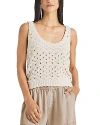 Splendid Lowen Open Knit Cropped Sweater Tank In White Sand