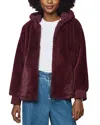 Splendid Lucia Faux Fur Zip Front Jacket In Burgundy