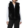 Splendid Lucia Hooded Faux Fur Vest In Black