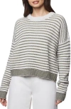 Splendid Lucy Stripe Sweater In Oak Green In White