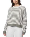 Splendid Lucy Stripe Sweater In Oak Green In Gray