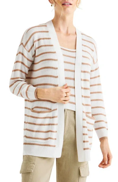 Splendid Luna Stripe Rib Cardigan In White