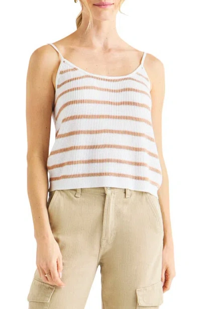 Splendid Luna Stripe Sweater Tank In Fawn/ White