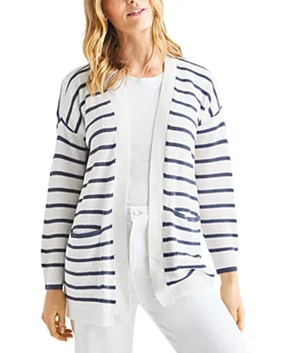 Splendid Luna Striped Cardigan In Cerulean/white