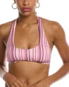 Splendid Lurex Stripe Halter Top In Pink