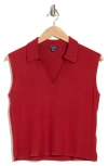 Splendid Lyon Sleeveless Polo Sweater In Red