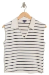 Splendid Lyon Sleeveless Polo Sweater In Ivory/navy Stripe