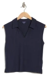 Splendid Lyon Sleeveless Polo Sweater In Navy