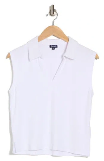 Splendid Lyon Sleeveless Polo Sweater In White