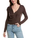 Splendid Lyr By  Loopknit Surplice Cashmere-blend Sweater In Brown