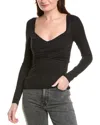 Splendid Lyr Rib Twist Top In Black