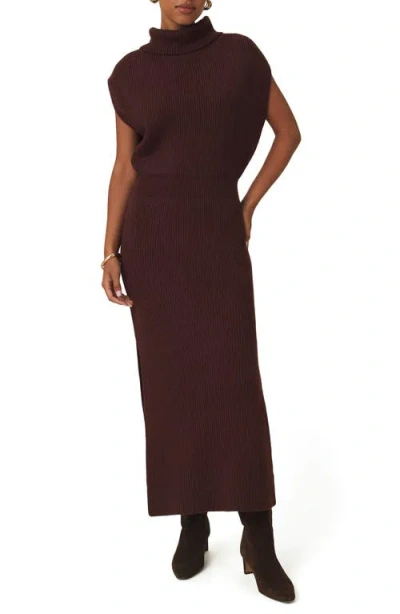 Splendid Madeline Rib Turtleneck Maxi Sweater Dress In Red