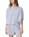 Splendid Madelyn Stripe Blouse In White/blue In Multi