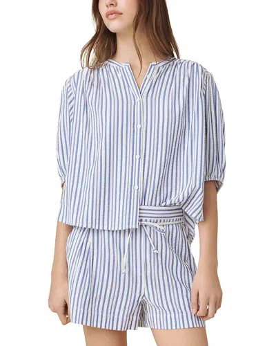 Splendid Madelyn Stripe Blouse In White/blue In Multi