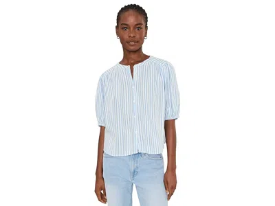 Splendid Madelyn Stripe Blouse Women's Clothing White/azure: Xl (women's 14-16)