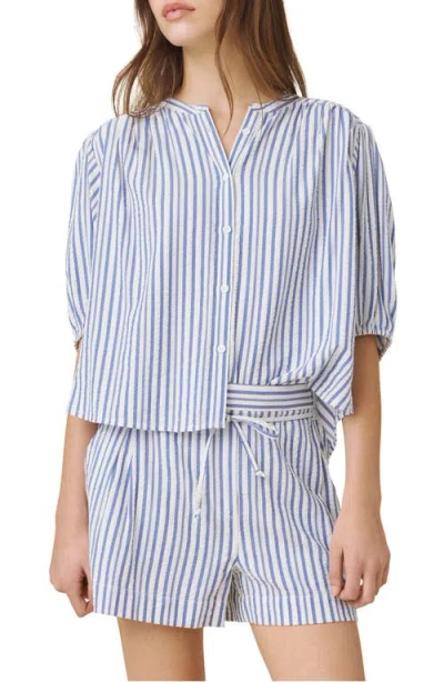Splendid Madelyn Stripe Woven Shirt In Blue