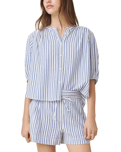 Splendid Madelyn Striped Blouse In Blue