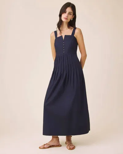 Splendid Maggie Poplin Midi Dress In Navy In Blue