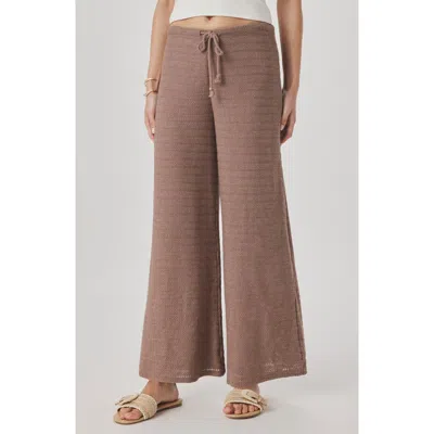 Splendid Marisol Mixed Stitch Wide Leg Pants In Brown