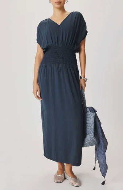 Splendid Marissa Smock Waist Maxi Dress In Blue