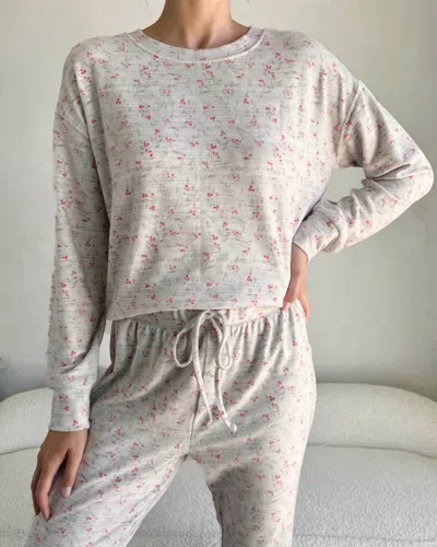 Splendid Marna Waffle Thermal Pajama Set In Holly Bunches In Multi