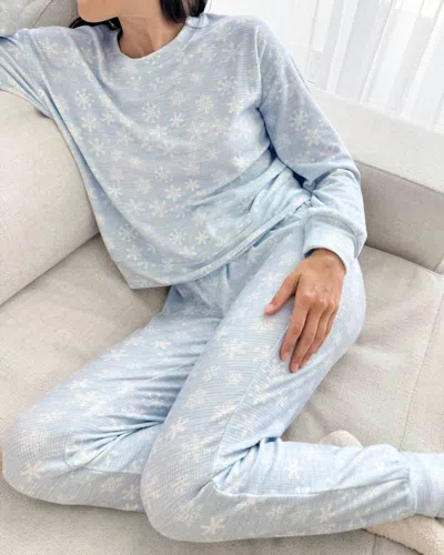 Splendid Marna Waffle Thermal Pjs In Snowflake In Grey