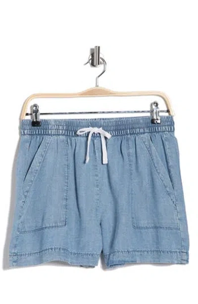 Splendid Marseille Drawstring Waist Chambray Shorts In Blue