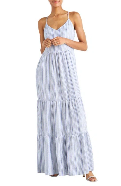 Splendid Marseille Stripe Tiered Cotton Maxi Sundress