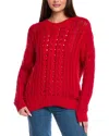 Splendid Martyne Cotton Cable Crewneck Sweater In Red