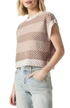 Splendid Mary Kate Chevron Stripe Short Sleeve Sweater In Neutral Multi