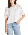 Splendid Mason Mixed Knit Short Sleeve Sweater In White