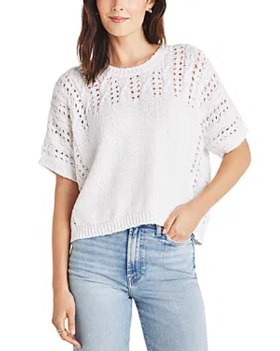 Splendid Mason Mixed Knit Short Sleeve Jumper In White