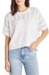 Splendid Mason Mixed Knit Short Sleeve Sweater In White