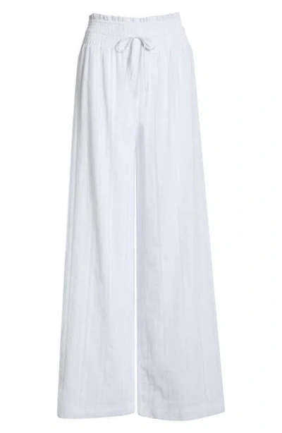 Splendid Meadow Embroidered Cotton Drawstring Pants In White