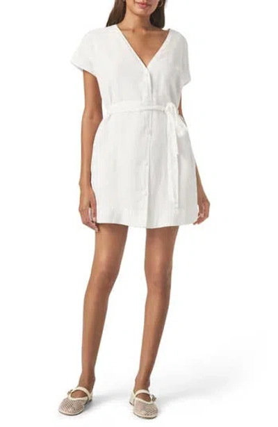 Splendid Melanie Belted Linen Minidress In White