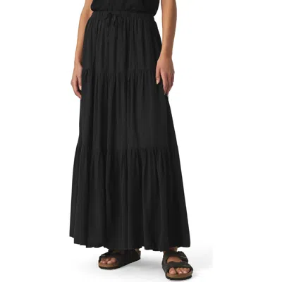 Splendid Melanie Tiered Drawstring Maxi Skirt In Black