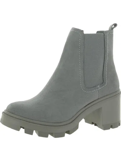 Splendid Melisa Womens Suede Block Heel Chelsea Boots In White