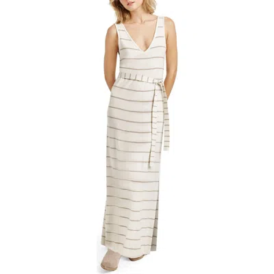 Splendid Michelle Stripe Tie Waist Sleeveless Maxi Dress In Neutral