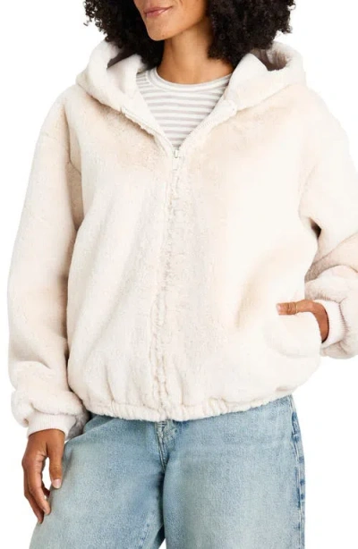 Splendid Mikki Faux Fur Hoodie In Snow