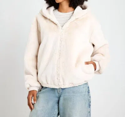 Splendid Mikki Fur Bomber Jacket In Snow In White