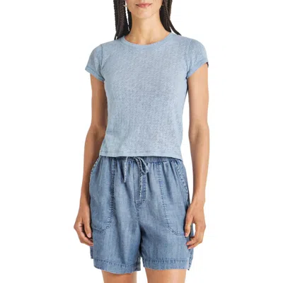 Splendid Montecito Pointelle Cotton T-shirt In Wave